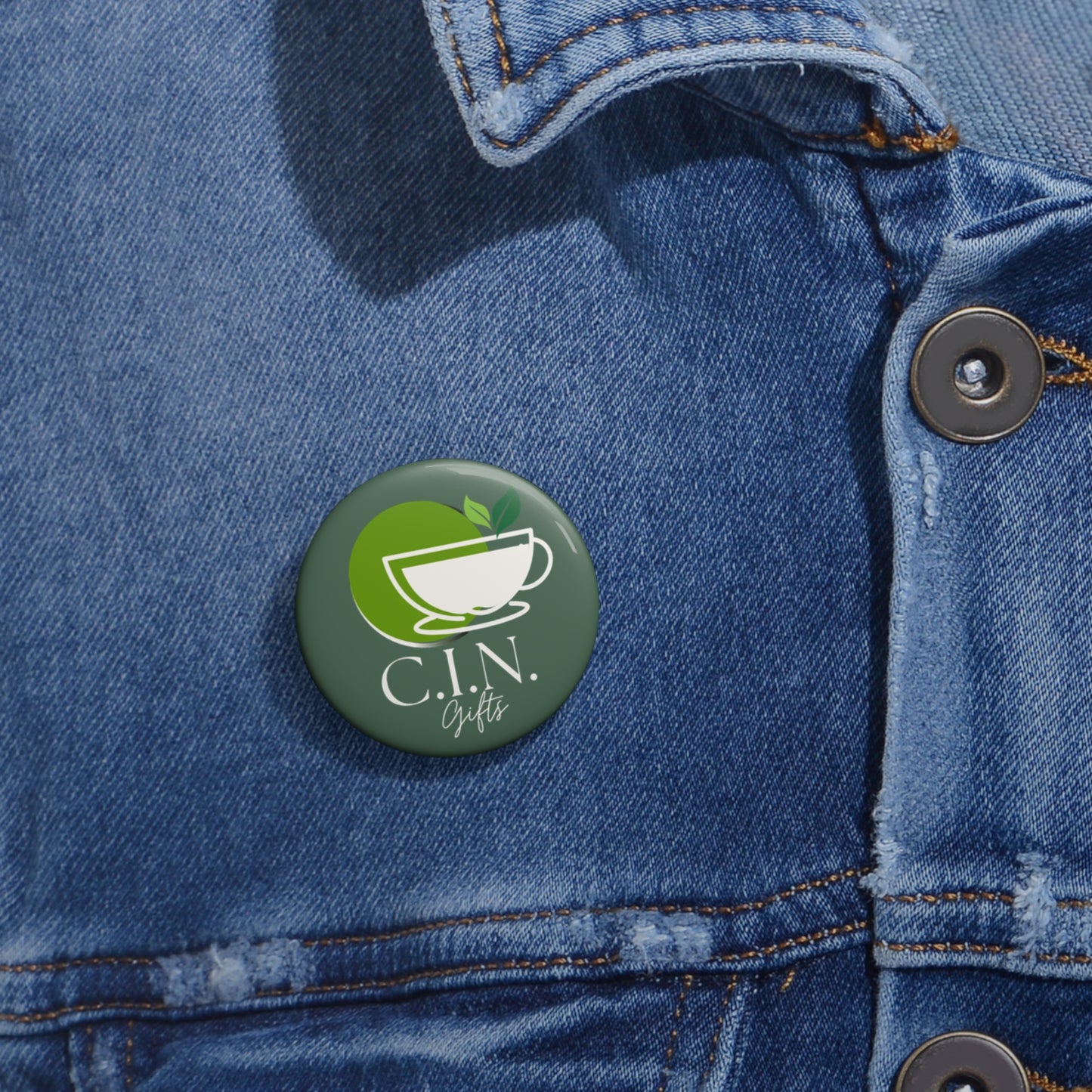 C.I.N. Shop Gifts Tea Logo Sage Pin