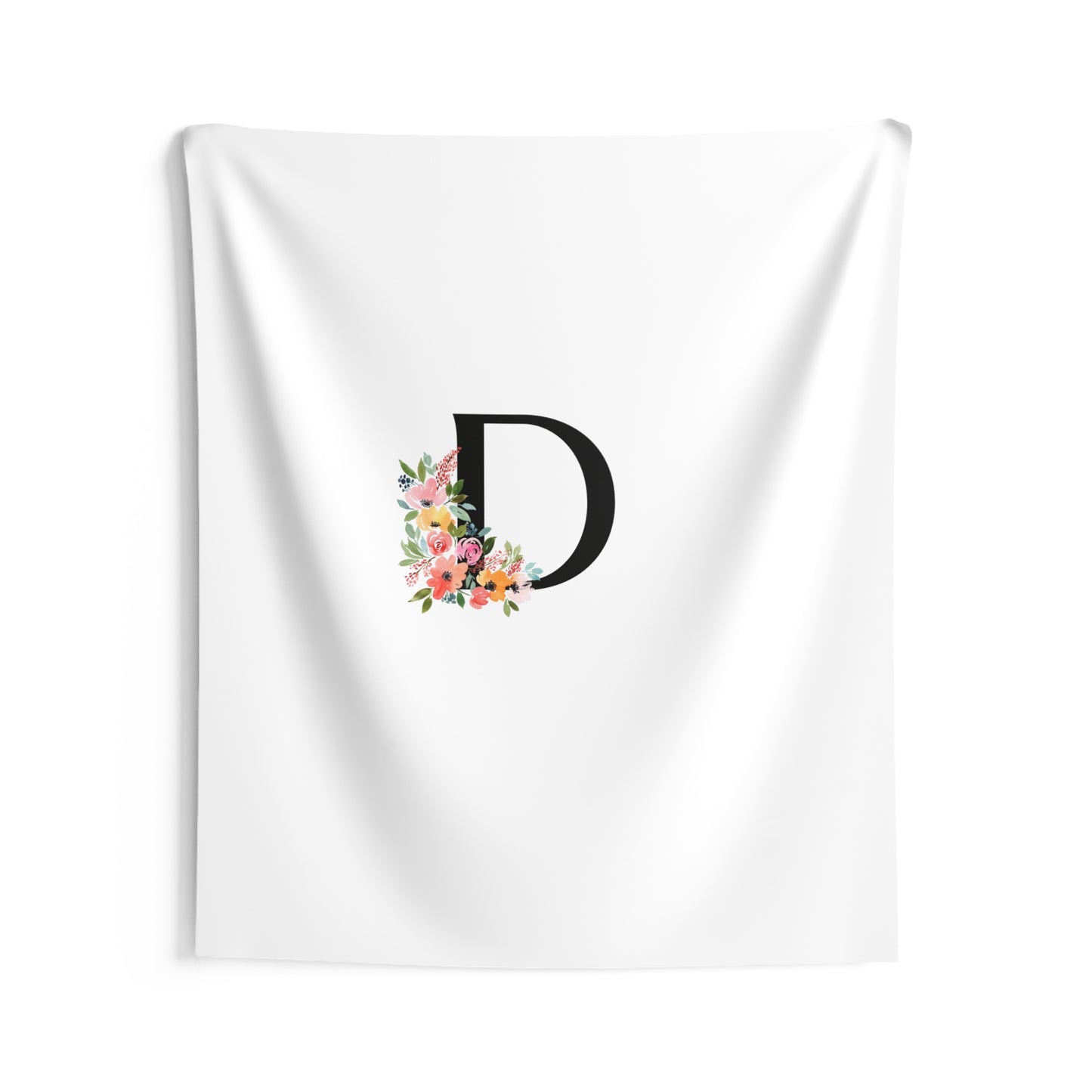 Letter "D" Floral Indoor Wall Flag Tapestry