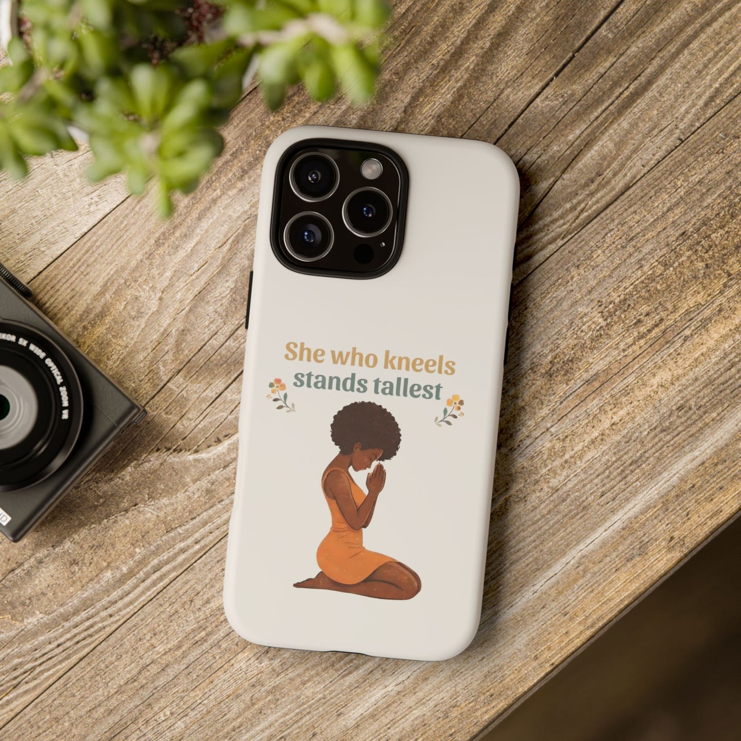 She Who Kneels Afro Prayer Phone Case