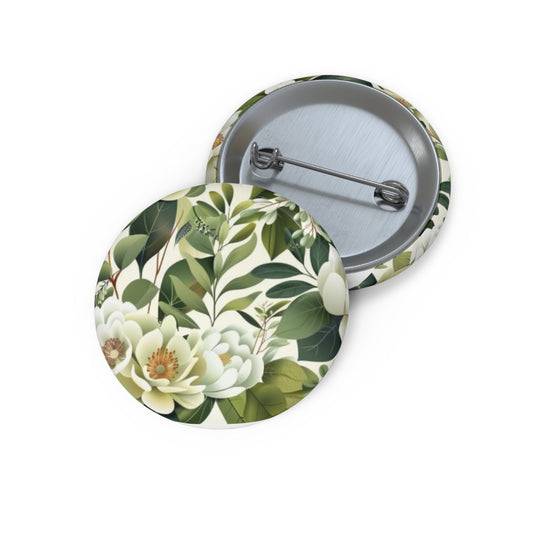 Botanical Floral Badge Button Pin