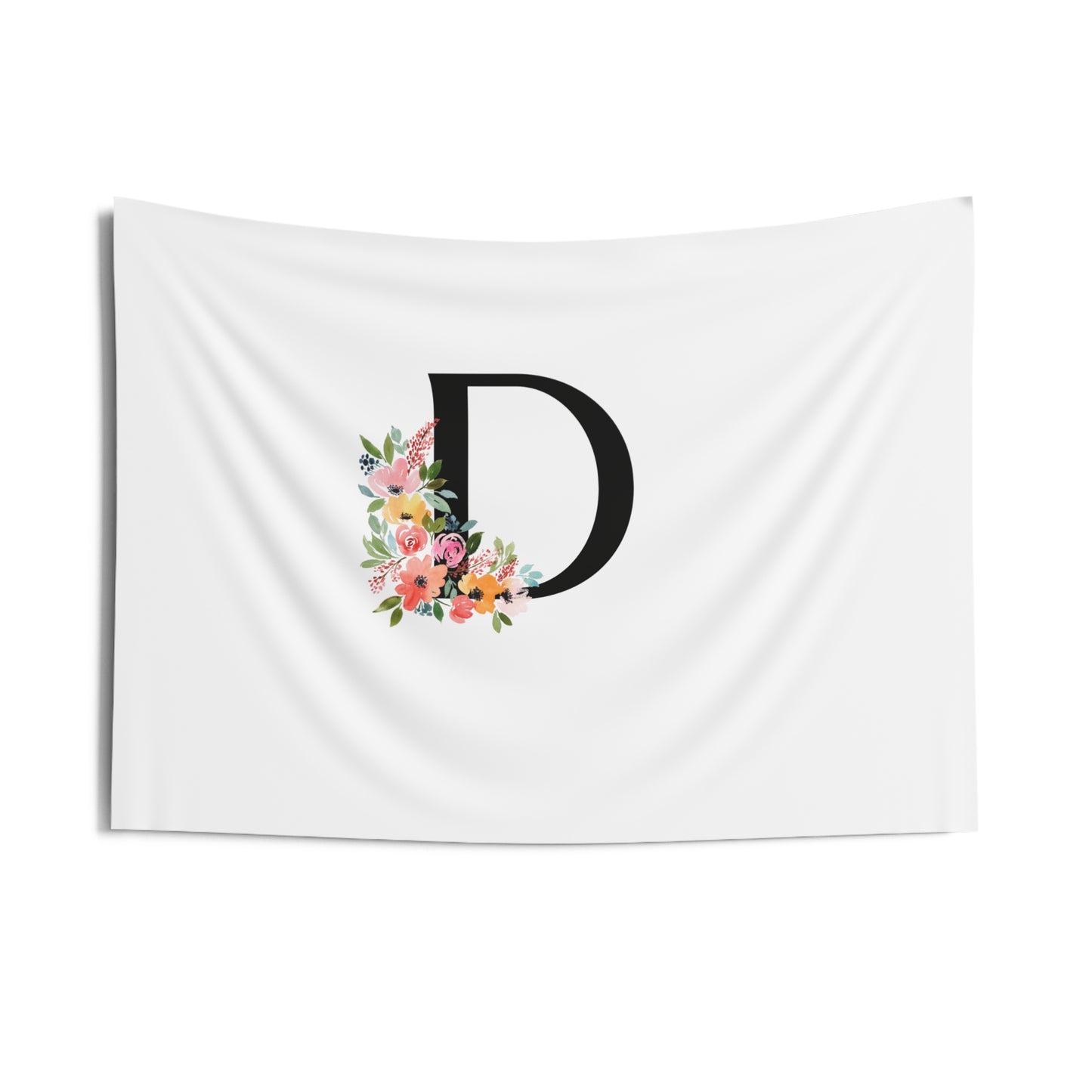 Letter "D" Floral Indoor Wall Flag Tapestry