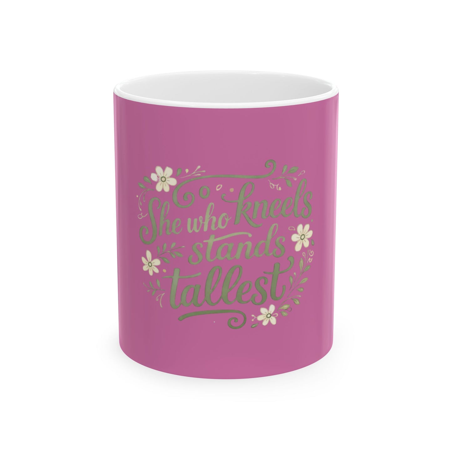 She Who Kneels Typography Mug