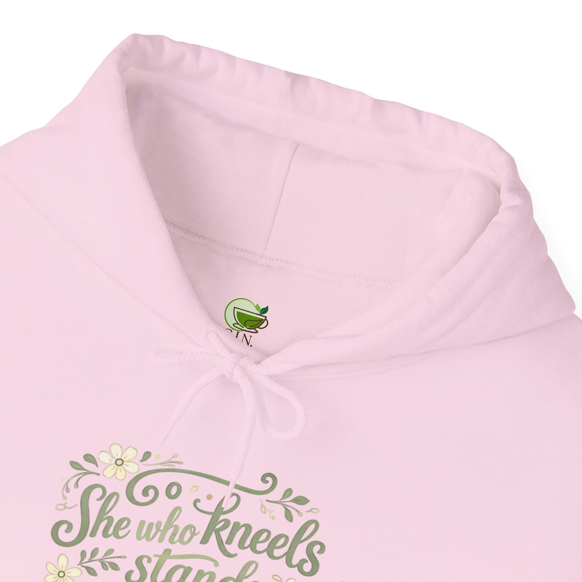 "She Who Kneels Stands Tallest" Script Floral Hoodie