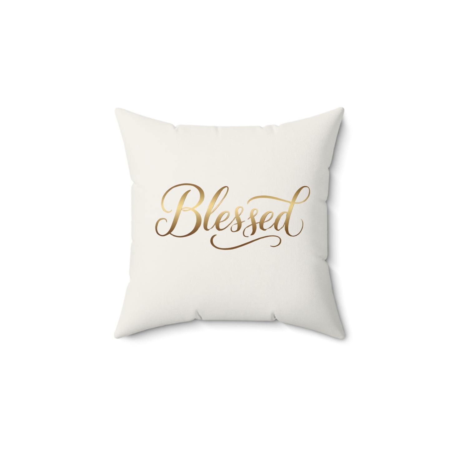 Blessed Gold Script Decorative Throw Pillow