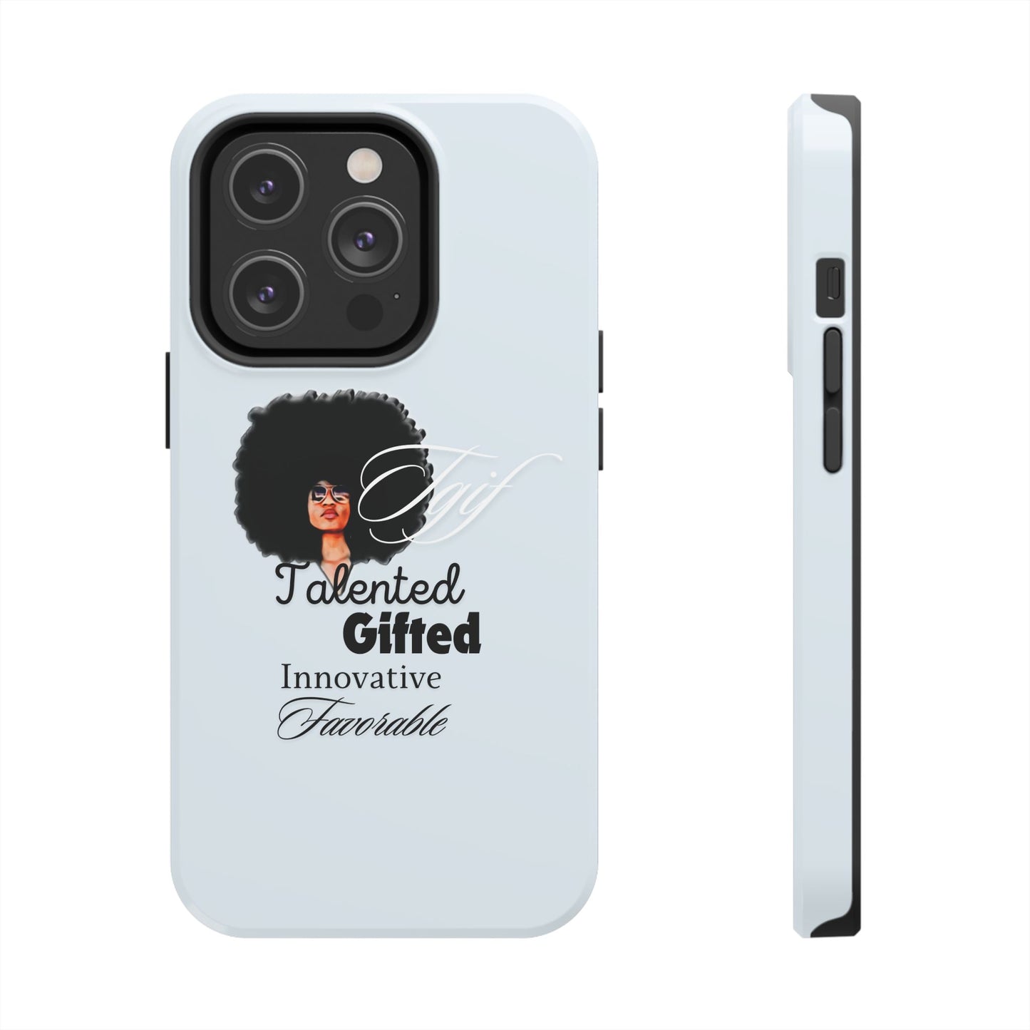 TGIF iPhone Cases in C.I.N. Light Blue