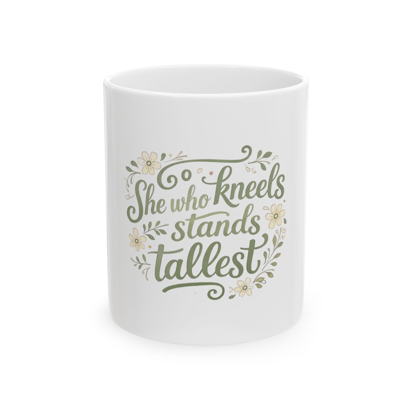 She Who Kneels Script Mug