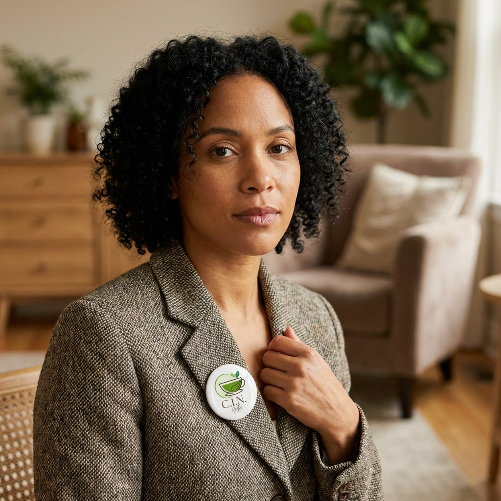 C.I.N. Gifts Tea Logo Button Pin