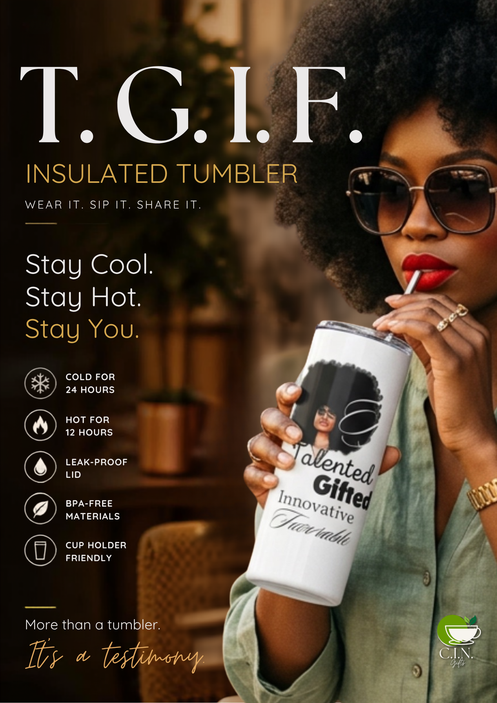 A promotional lifestyle image for a T.G.