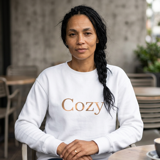 Cozy Crewneck Minimal Gold Foil Text Sweatshirt