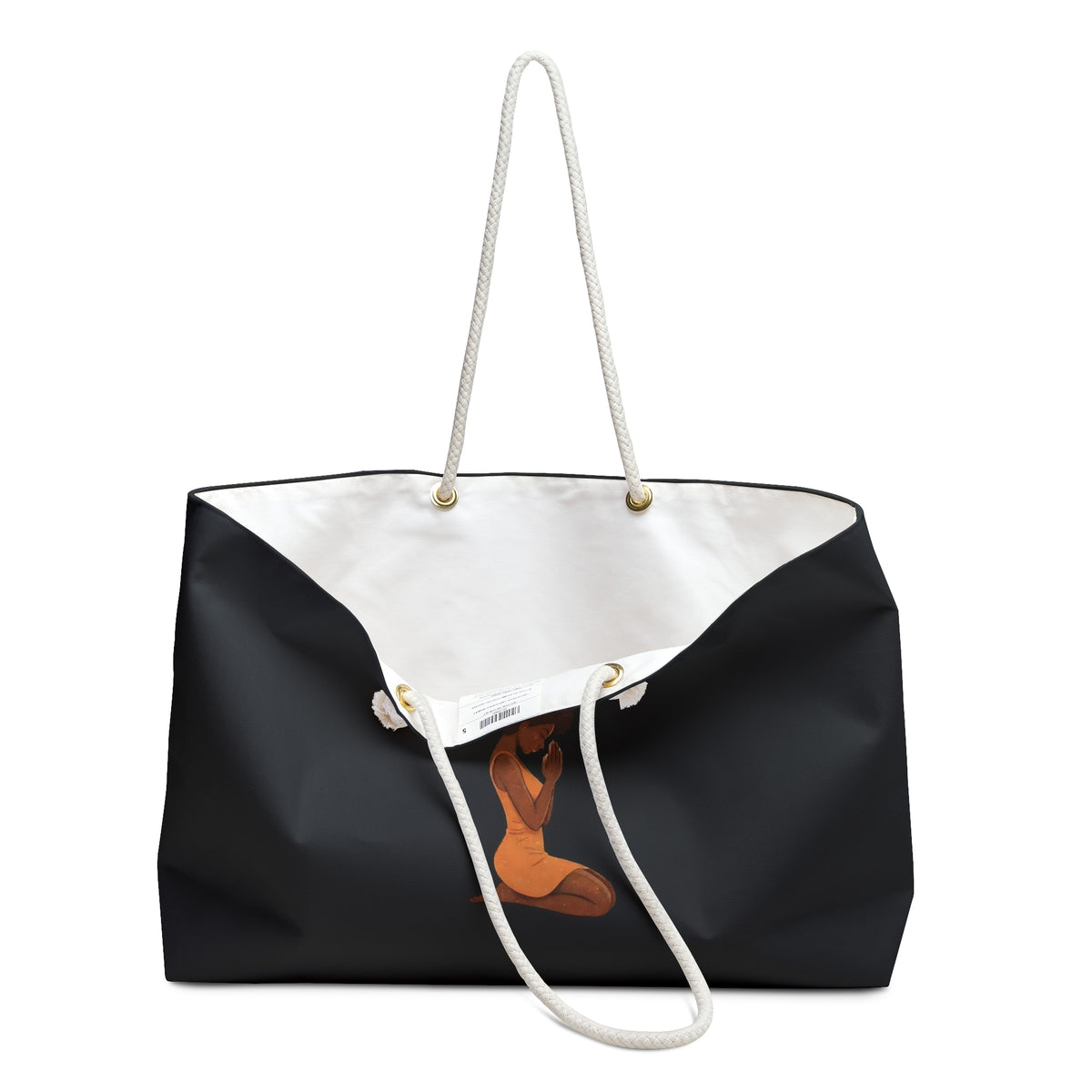 "She Who Kneels Stands Tallest" Prayerful Afro Woman Weekender Travel Tote Bag
