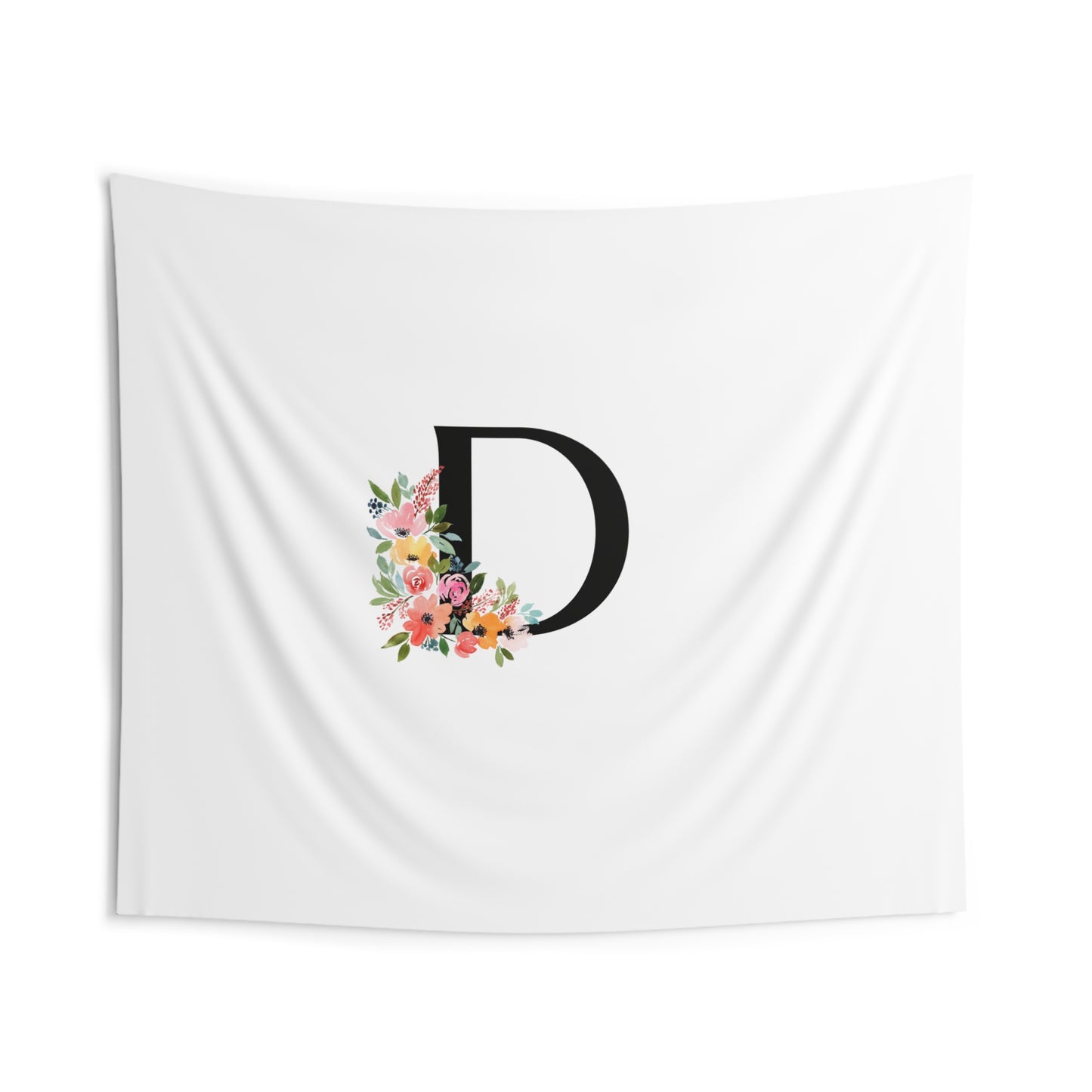 Letter "D" Floral Indoor Wall Flag Tapestry