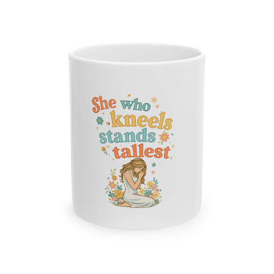 She Who Kneels Prayer Floral Mug
