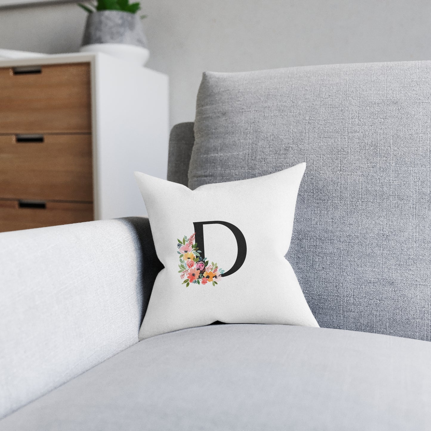 Floral Monogram Throw Pillow