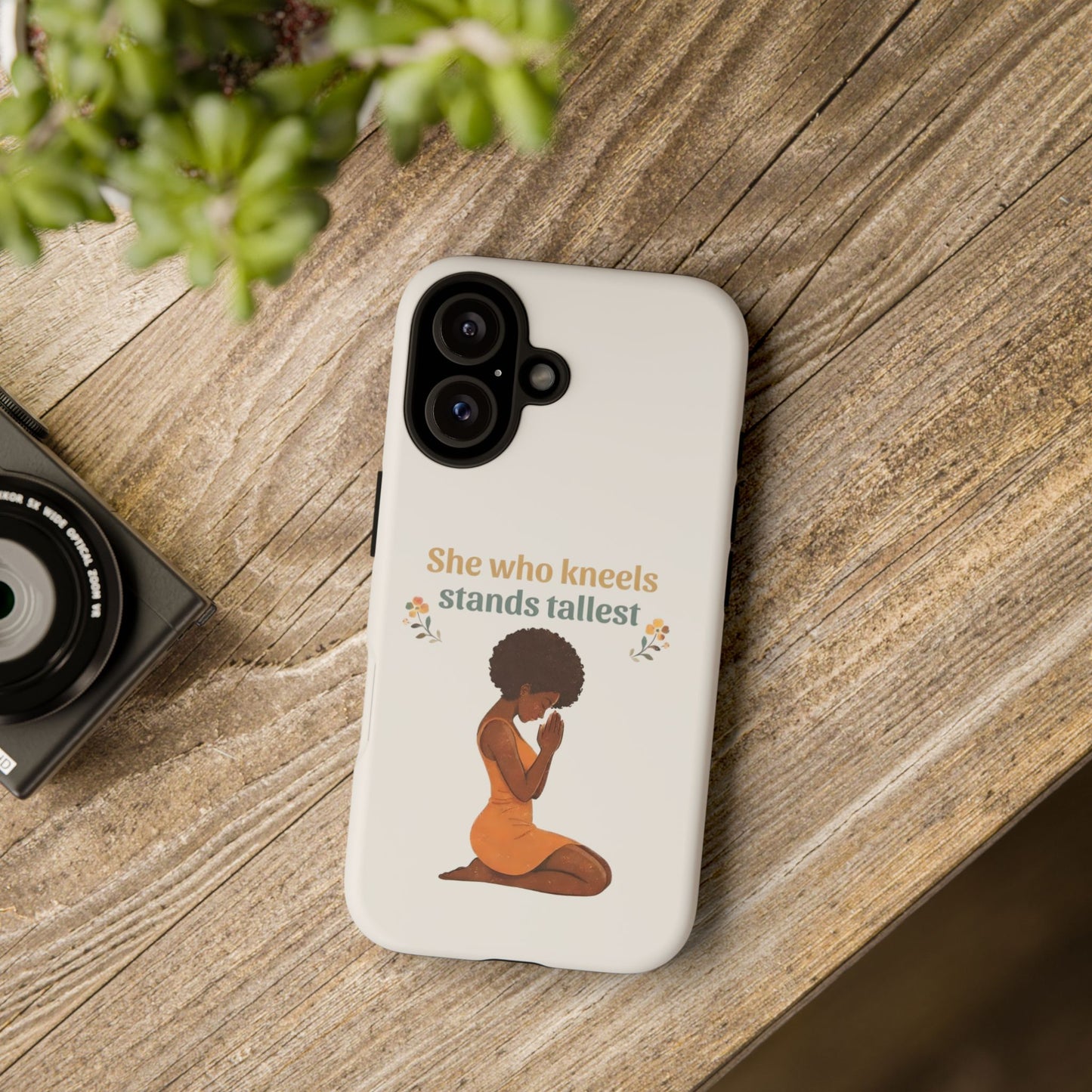 She Who Kneels Afro Prayer Phone Case