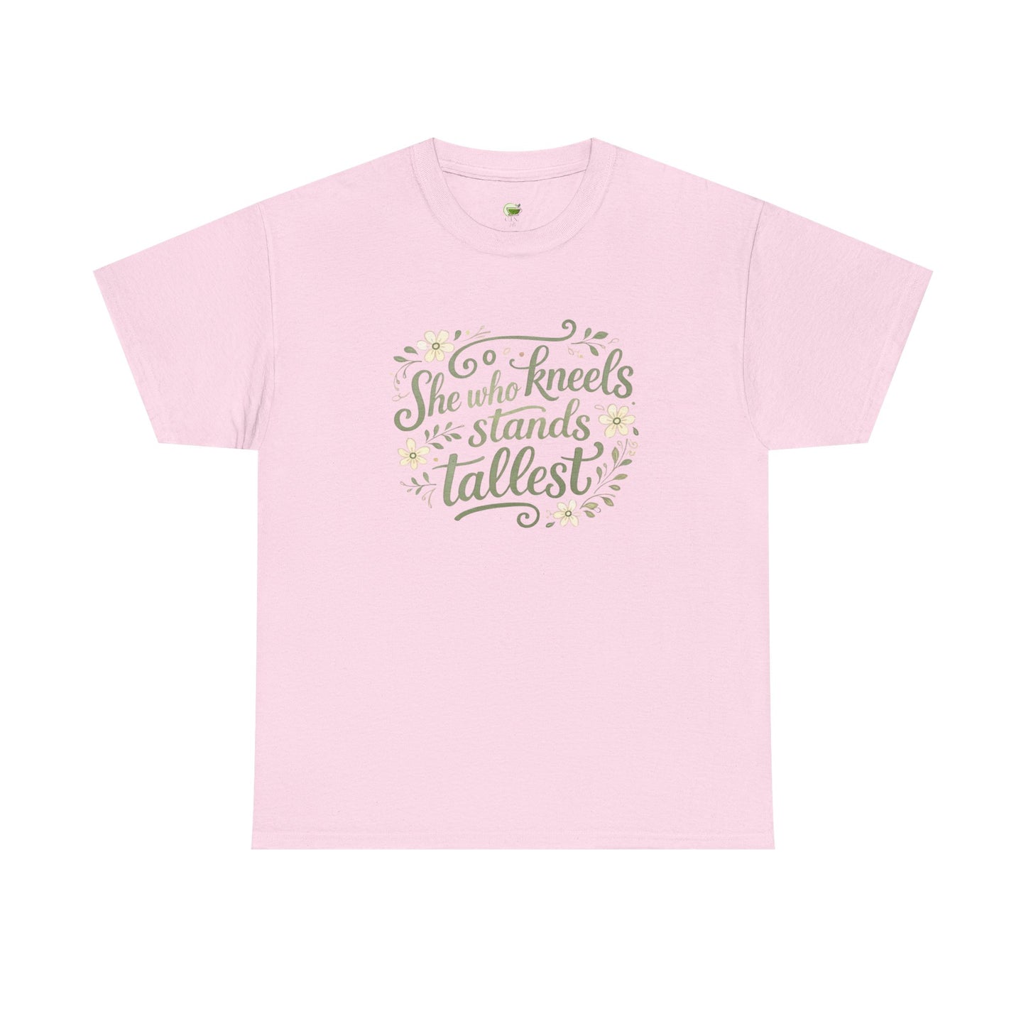 Pink t-shirt with motivational quote on a white background