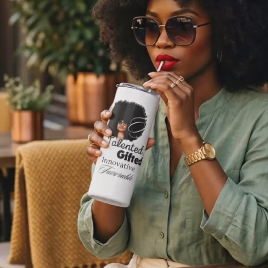 T.G.I.F. Afro Queen White Tumbler