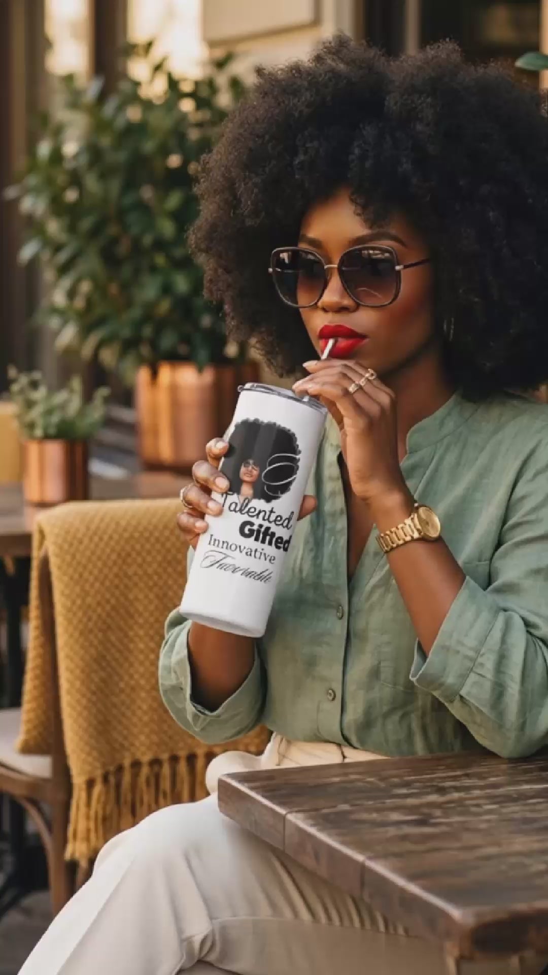 T.G.I.F. Afro Queen White Tumbler